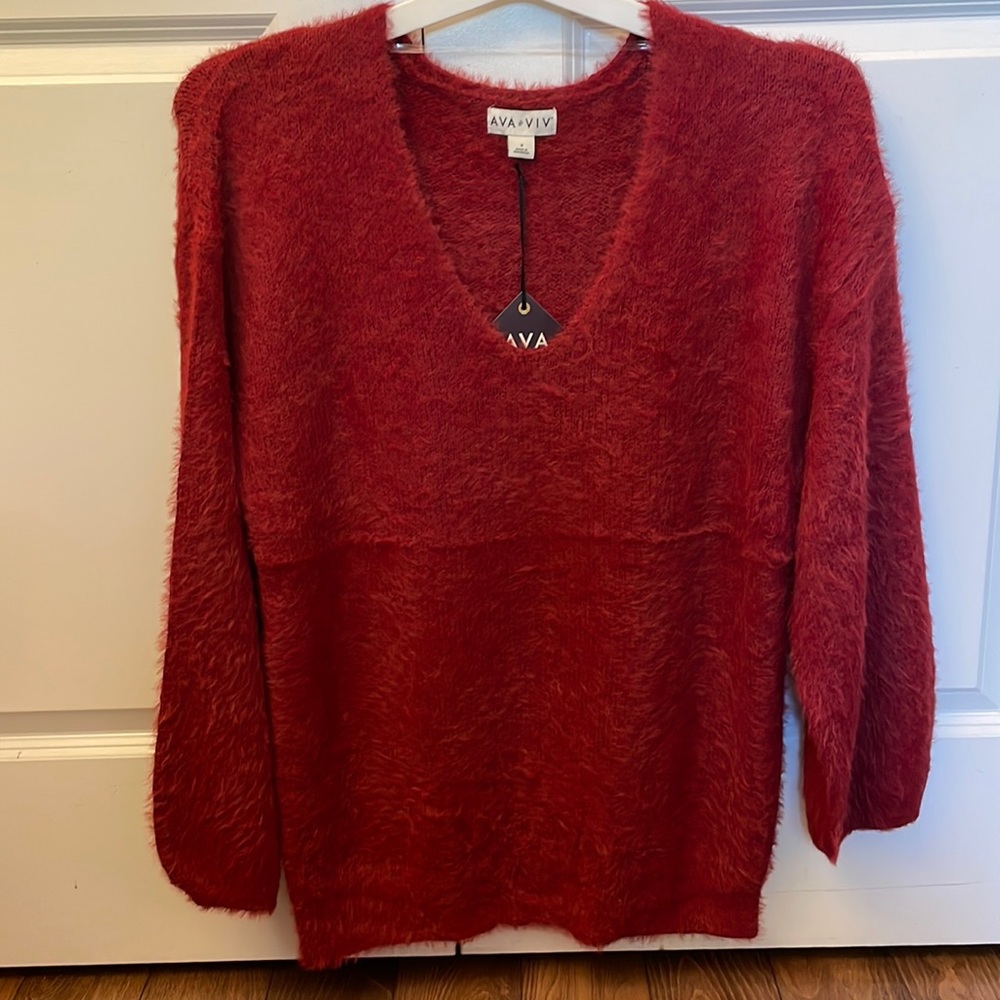✨✨Host Pick!✨✨Ava & Viv fuzzy red pullover plus size NWT